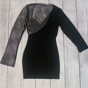 Fashion Nova Elegant Black One-Shoulder Dress tha sparkles size Large